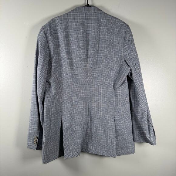 Tailorbyrd Blazer Mens Size 44L Blue Plaid Windowpane Linen & Cotton Preppy - Picture 5 of 8